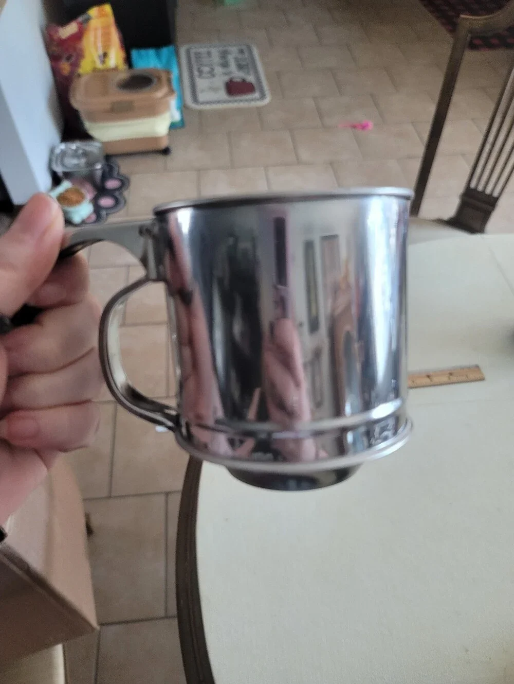 Vintage 1930s Jacob Bromwell Flour Sifter & Stainless Steel Squeeze Sifter Lot